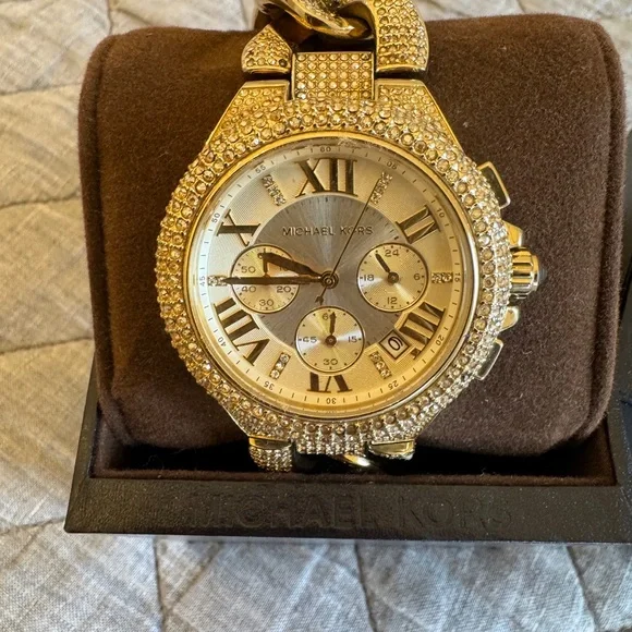 Michael Kors Gold-Tone Crystal Watch - Picture 3 of 5